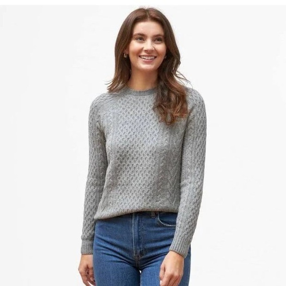Oliver Charles Womens Winter Cable Knit Sweater M Granite Yak Khullu 3D Knit USA